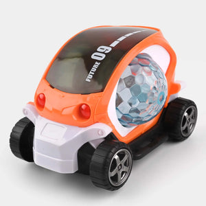 Orange and white go car toy with side LED light and black wheels