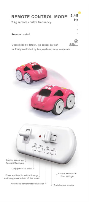 Pink line-follow toy cars and white remote control