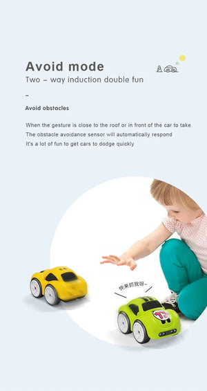 Yellow and green line-follow induction toy cars with wheels, aimed at kids play