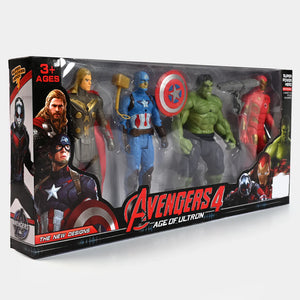 Superhero action figure 4-piece set in window box with four character figures
