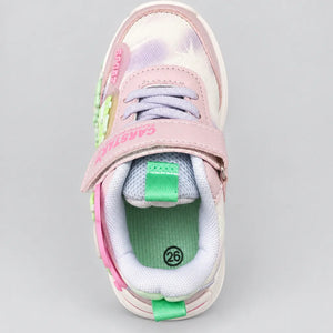 Bunny Blink light-up kids sneakers in pink, top view with padded insole