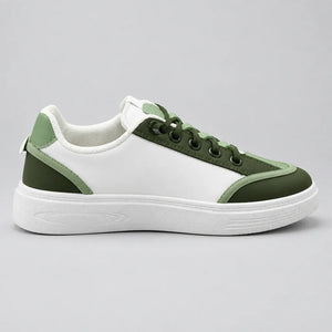 Pale Green DuoTrim kids sneaker with white side panel, green trim and chunky white sole