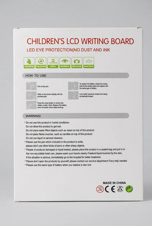 Front packaging of the 13-inch children's LCD writing board showing a monkey illustration and drawing tablet