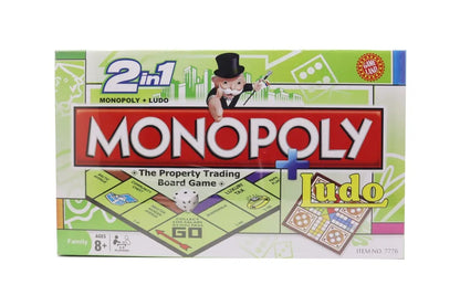 2 in 1 Monopoly + Ludo Board Game for Kids & Family