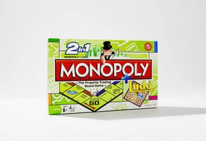 2-in-1 Monopoly and Ludo board game box front, full view with Monopoly and Ludo logos