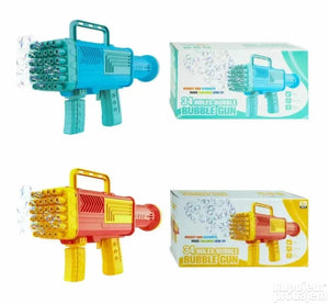 Assorted boxed bubble gun toys: blue and yellow 34-hole electric bubble guns