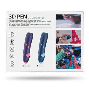 Dual-color 3D drawing pen set with purple and blue handheld bodies