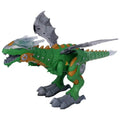 Green electric walking dragon toy with grey wings, orange details, and clawed feet