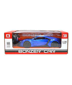 Bonzer Car 1:16 scale RC car in blue, in retail box packaging