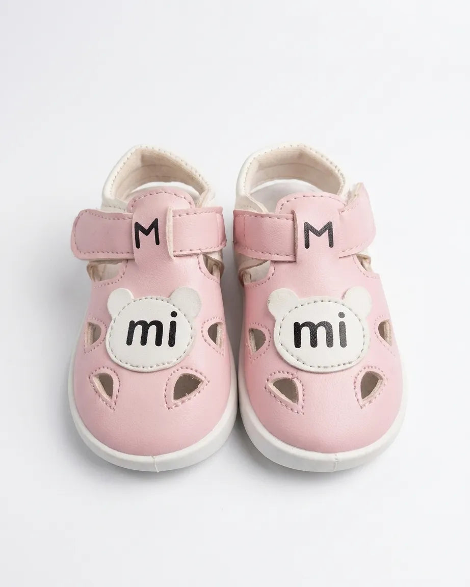 Girls Cut-Out Pink Bear Sandals