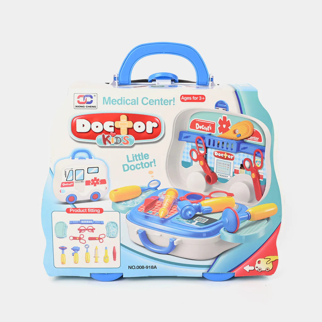 Doctor Kids medical center play set toy in retail box with blue handle