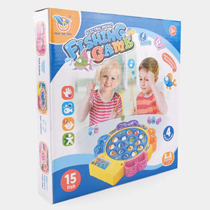 Kids electric music fishing game board set in colorful retail box packaging