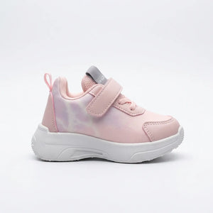 Pink No.1 light-up kids sneaker, patterned outsole view