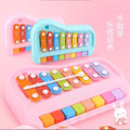 Kids xylophone piano toy with blue frame, colorful bars, and piano keys