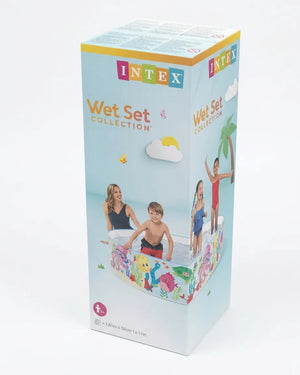 INTEX Wet Set kids inflatable swimming pool box, blue with sea animal graphics