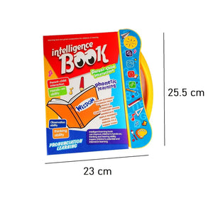 Red learning book cover with blue side tab and size 23 x 25.5 cm