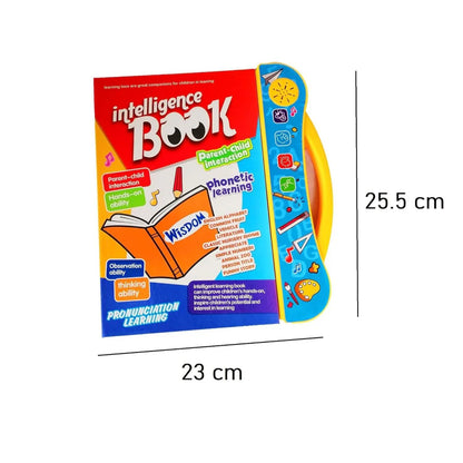 Red learning book cover with blue side tab and size 23 x 25.5 cm