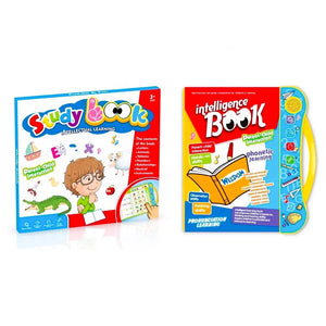 Kids learning book with red orange cover and attached blue reading tab