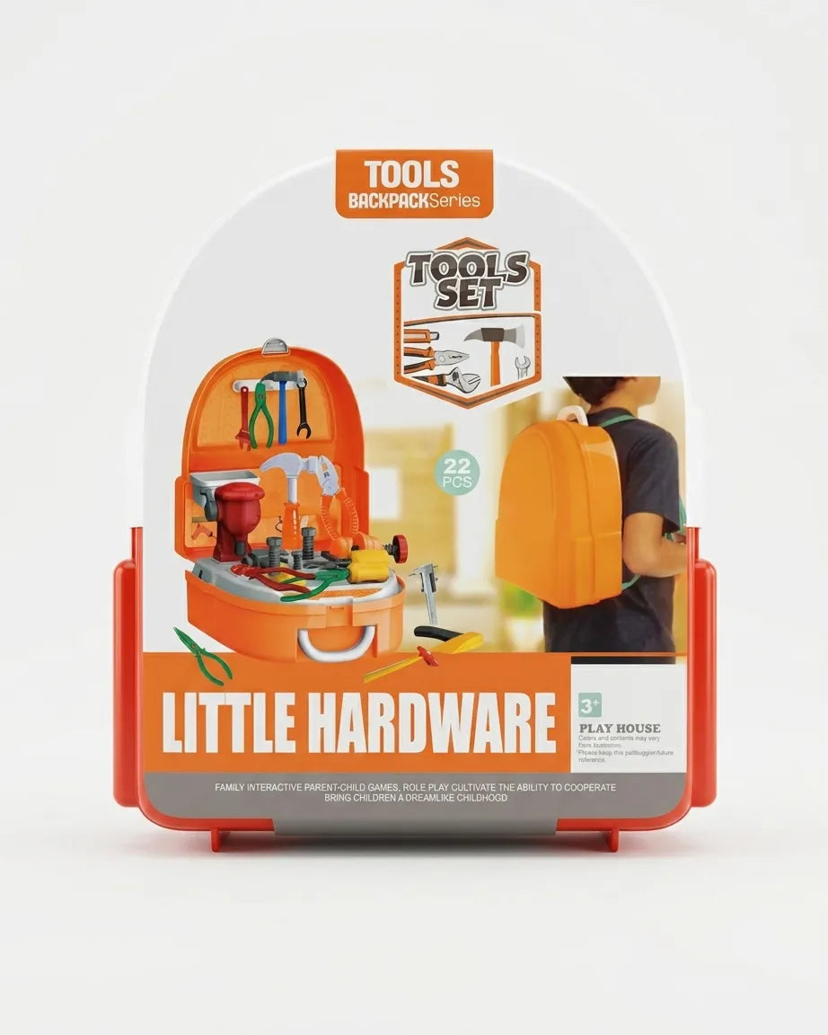Kids 22-Piece Little Hardware Tool Set Toy with Backpack