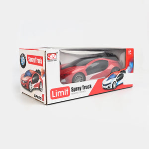 Retail box for remote-controlled spray drift car, red car image on packaging