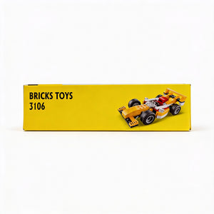 Bricks Toys 3106 building set box with small yellow race car