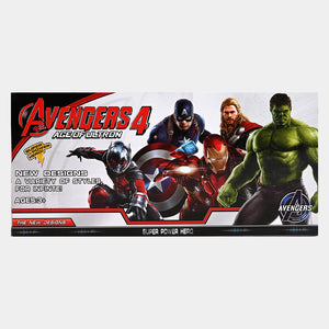 Superhero action figure 4-piece set box featuring four superhero character poses