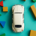 Beige Volkswagen Beetle diecast model car, top view