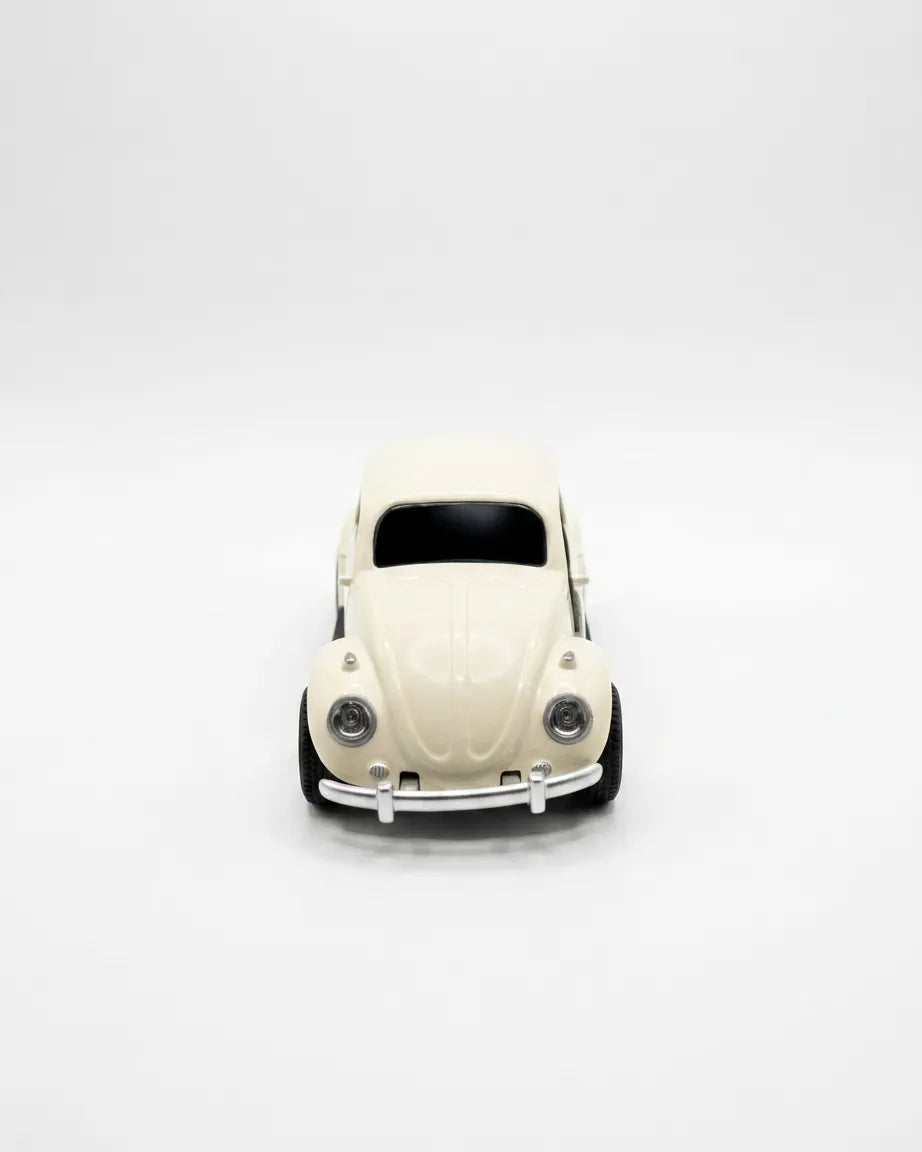 Beige Volkswagen Beetle diecast model car, front view