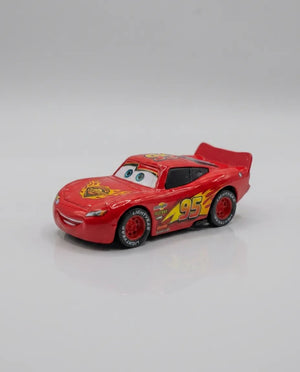 Red diecast pull-back car with friendly face and #95 front hood graphic