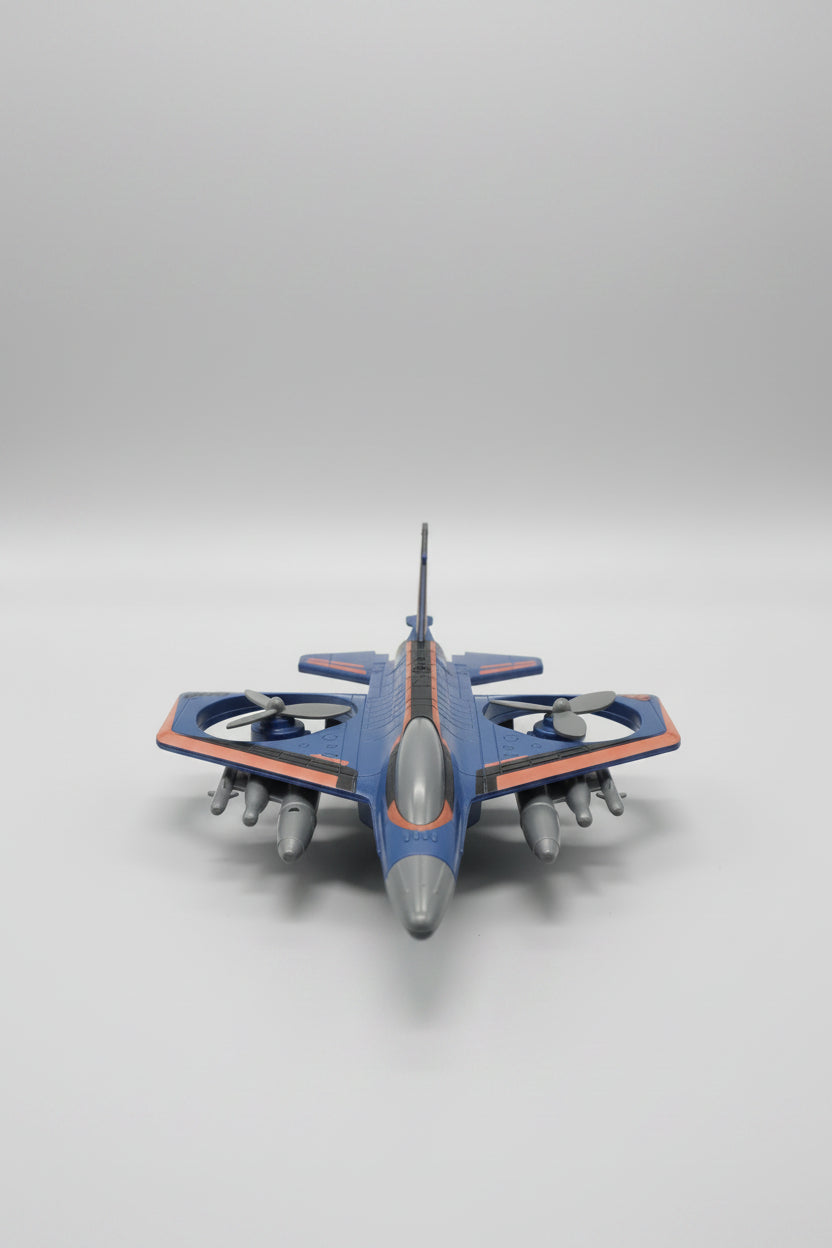 Kids pull-back dual-propeller toy plane, blue
