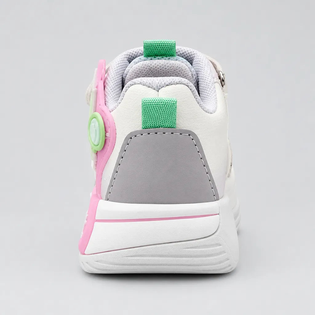 Bunny Blink light-up kids sneakers in blue with bunny design, side view