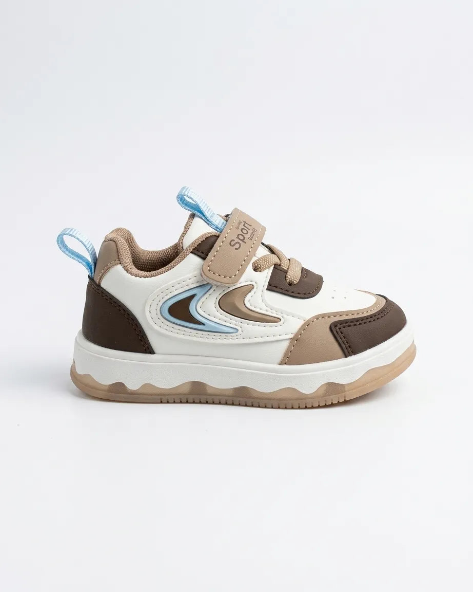 Kids Casual Sneakers in Pink, Pale Green & Brown | Farfhe