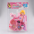 Pink butterfly beauty playset with doll, palette-style case, comb, brush, glasses and dressing-up accessories