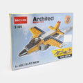 Architect 3-in-1 airplane building blocks set box, yellow and gray aircraft model.