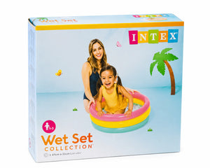 Intex Wet Set Collection inflatable baby pool retail box, colorful pool design