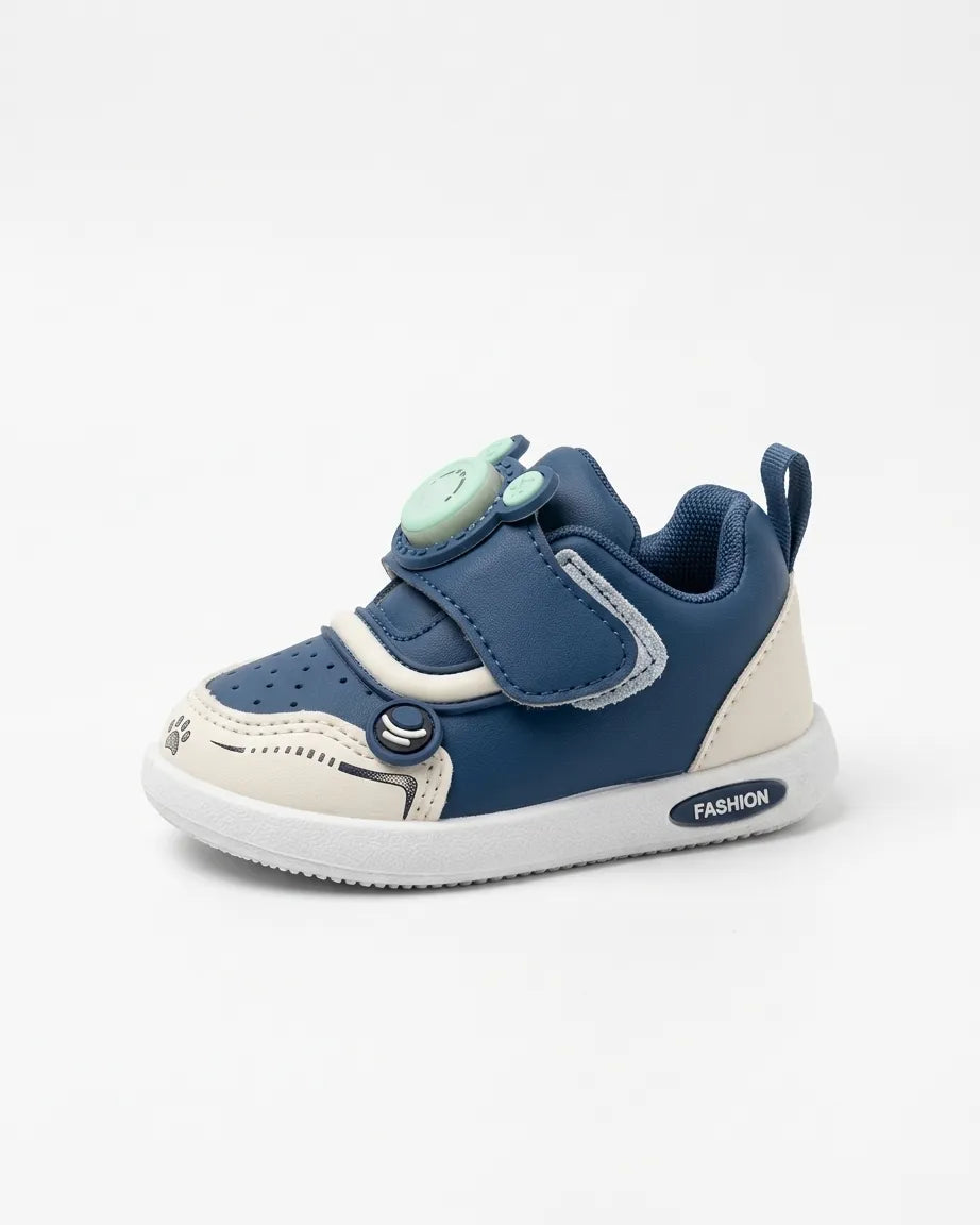 Child wearing pink cartoon strap kids sneakers by Farfhe